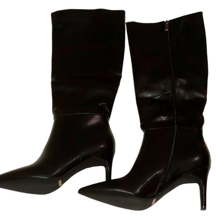 Knee High Boots Pointed Toe Tall Boots 3" Stiletto High Heel Long Side Zipper, 8