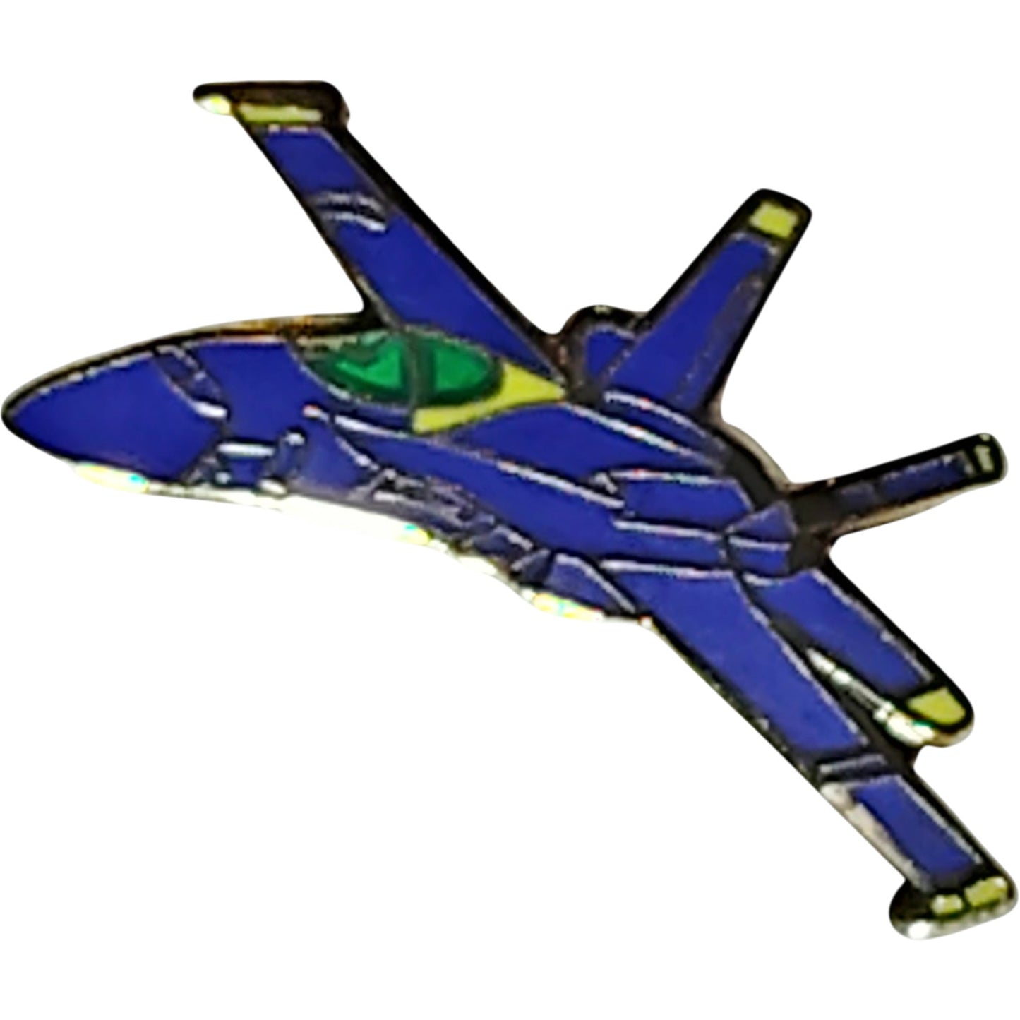 F/A-18 Hornet Hat, Lapel, Brooch Pin – 1-1/4" x 5/8", Blue/Yellow Enamel, Military Clutchback