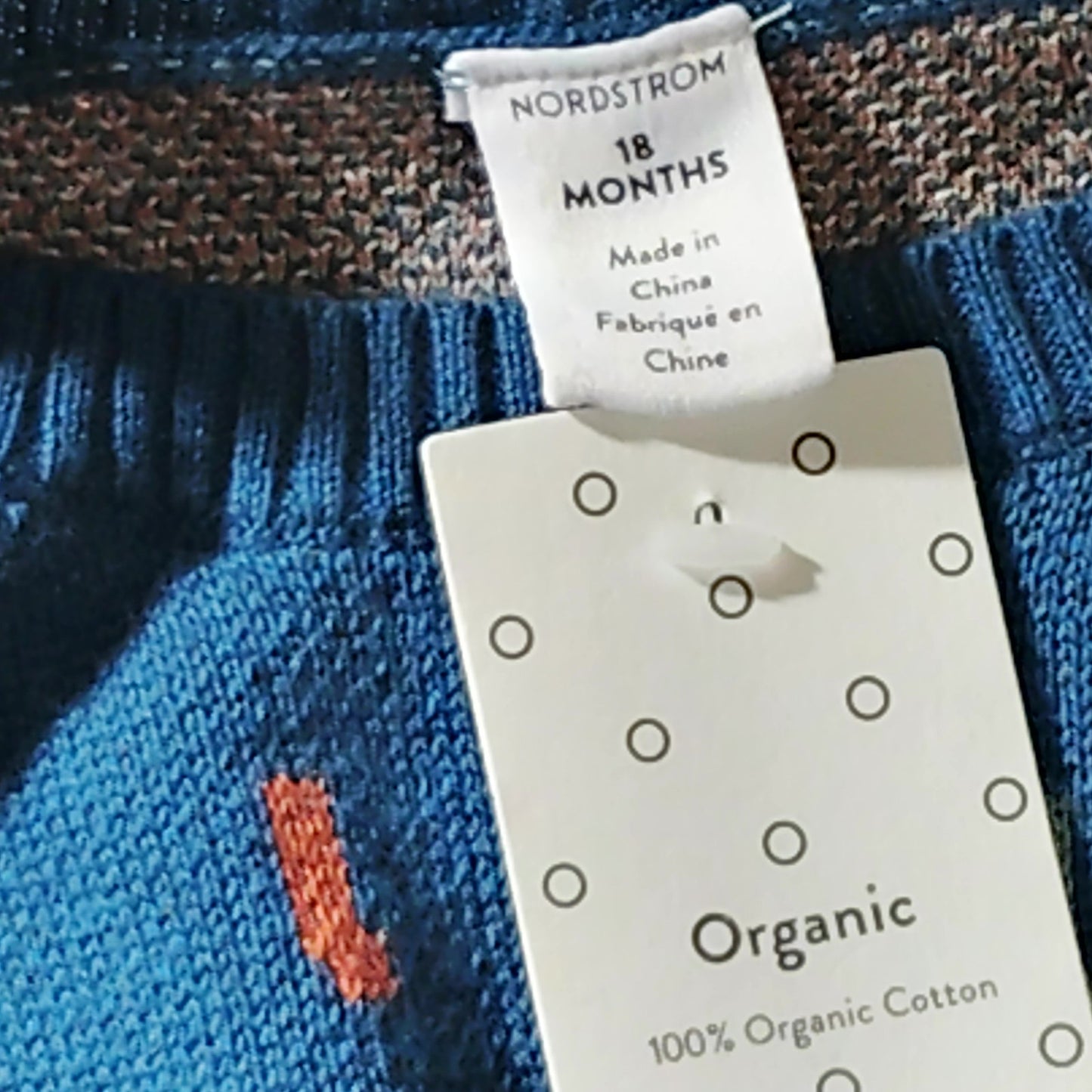 Nordstrom Baby Organic Cotton Thick‑Knit One‑Piece Blue 18M
