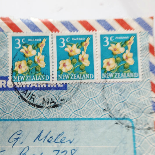 1968 New Zealand 3c Puarangi Airmail Aerogramme Cover to USA Postal History