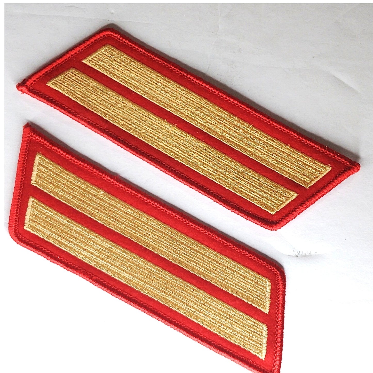 USMC Service Stripes Hashmarks Male Dress Blue Gold on Red Sew‑On 2‑Stripe Pair