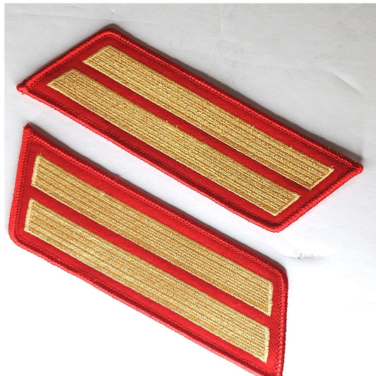 USMC Service Stripes Hashmarks Male Dress Blue Gold on Red Sew‑On 2‑Stripe Pair