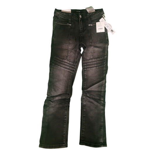 Joe’s Kids Moto Jeans, Girls 6X, Mid Rise Skinny Distressed Stretch Black Denim
