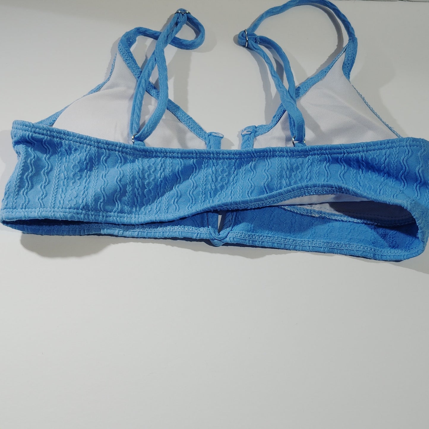 Women’s Textured Cut‑Out Bralette Bikini Top – Blue – Small (Size 2) – NWOT