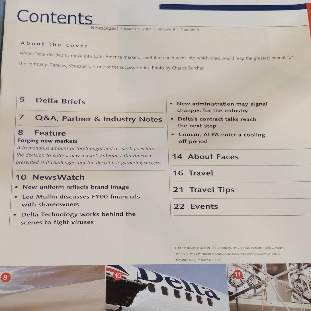 Delta News Digest - March 5, 2001 - Vintage Airline Collectible Magazine