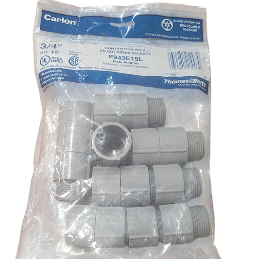 3/4" PVC Terminal Adapter – Slip x Thread – 15-Pack, E943E15L, 7TAA232140R0061