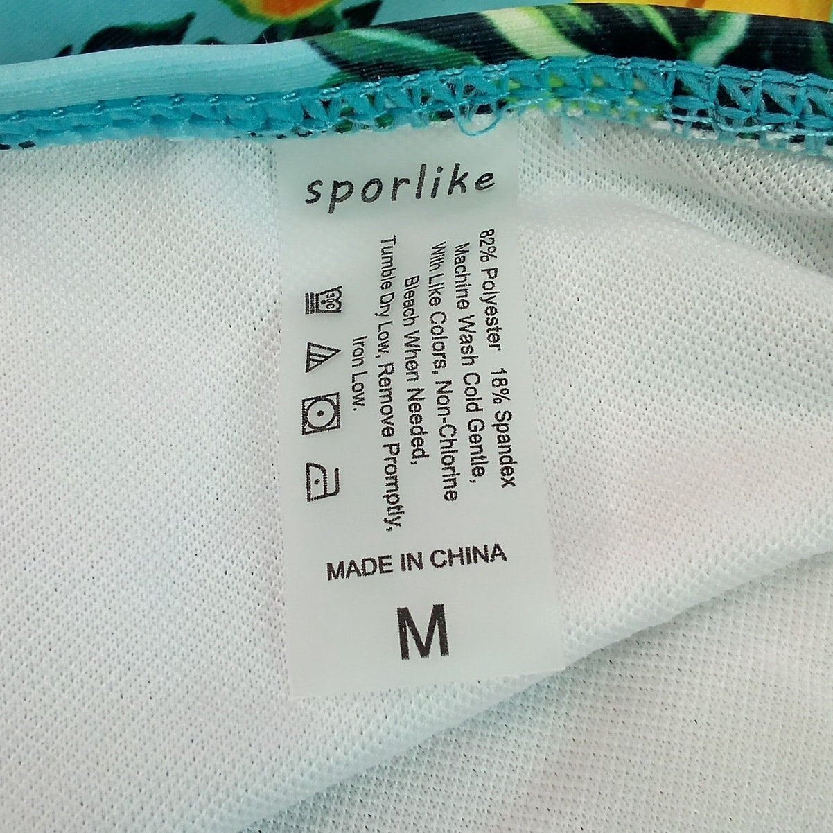 Sporlike Tropical High Waisted Bikini Bottom Medium Blue Fruit Print Swim NWOT