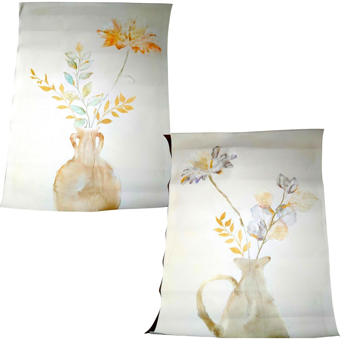 Set of 2 Neutral Floral Vase Canvas Prints 12x18 Wall Art Décor, Unframed