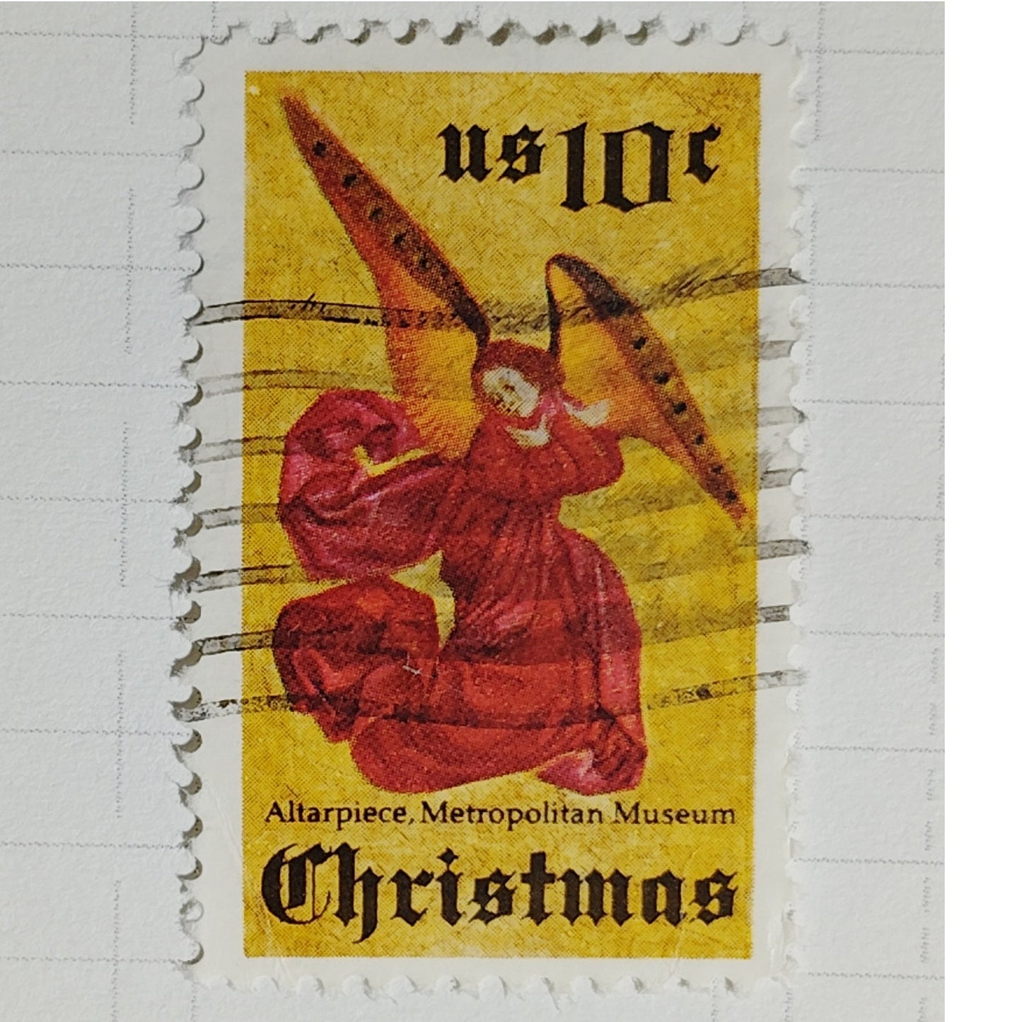 1974 U.S. Christmas 10¢ Angel Stamp – Scott 1550 – Perussis Altarpiece – Used