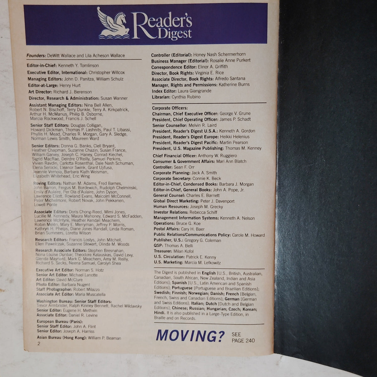 Reader's Digest April 1994 Back Issue - Overboard in a Savage Sea Magazine