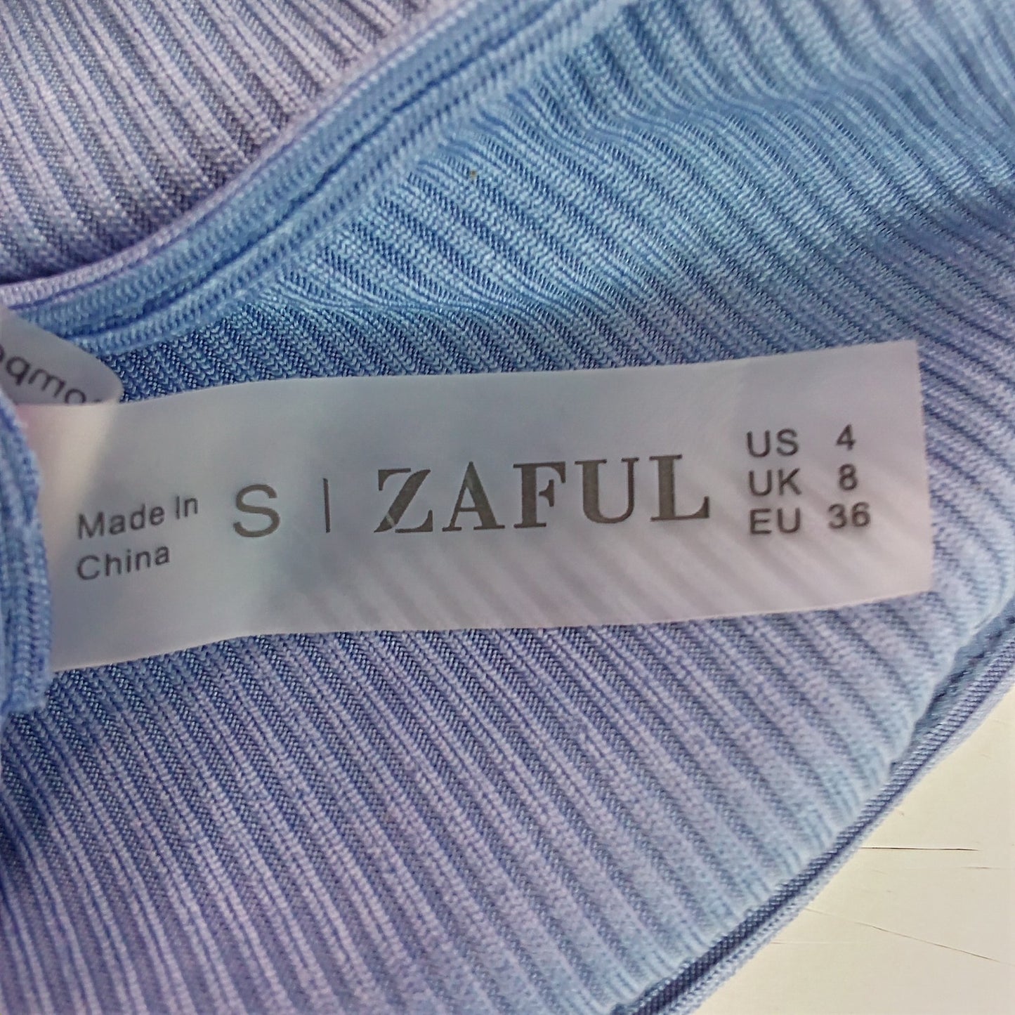Zaful Light Blue Ribbed Bandeau Bikini Top Women’s Small (US 4) Strapless Swim