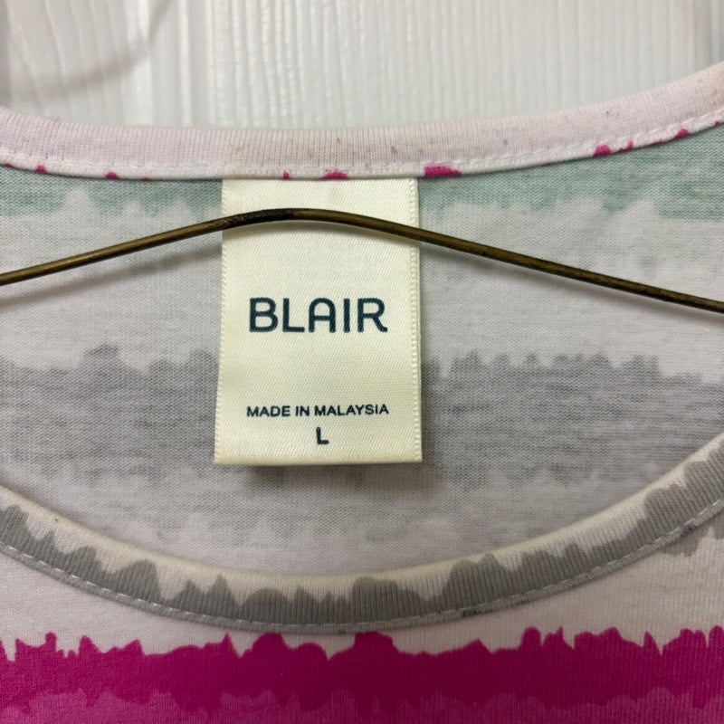 Blair Women's Striped T-Shirt Large Pastel Multi-Color Cotton Blend Pre-Owned