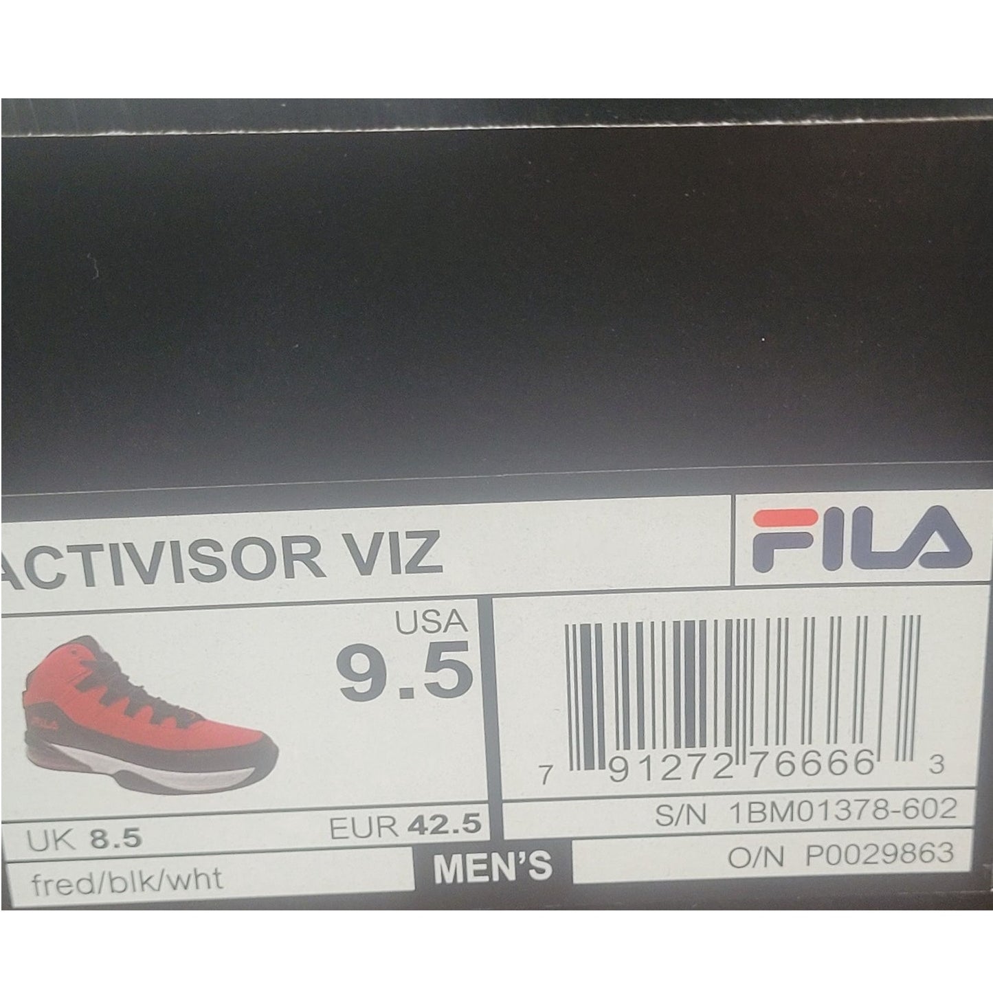 Fila Activisor Viz Men’s Athletic Shoes, Size 9.5 Red/Black, Lightweight Comfort