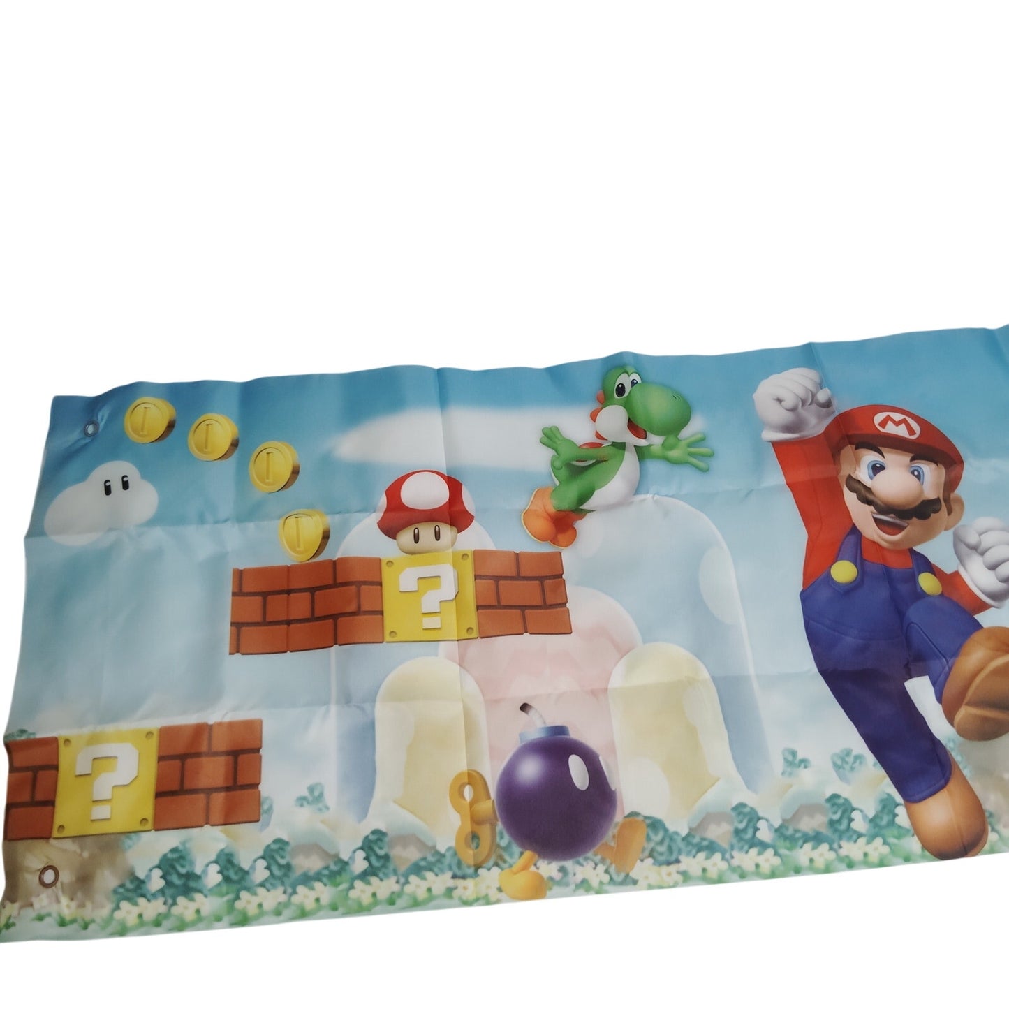 Super Mario Bros Birthday Banner 120" x 19" Includes 25 Mario Character Balloons