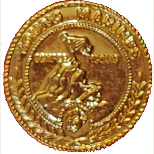 Young Marines Iwo Jima Cover Device Hat/Lapel/Brooch Pin, Brass Finish