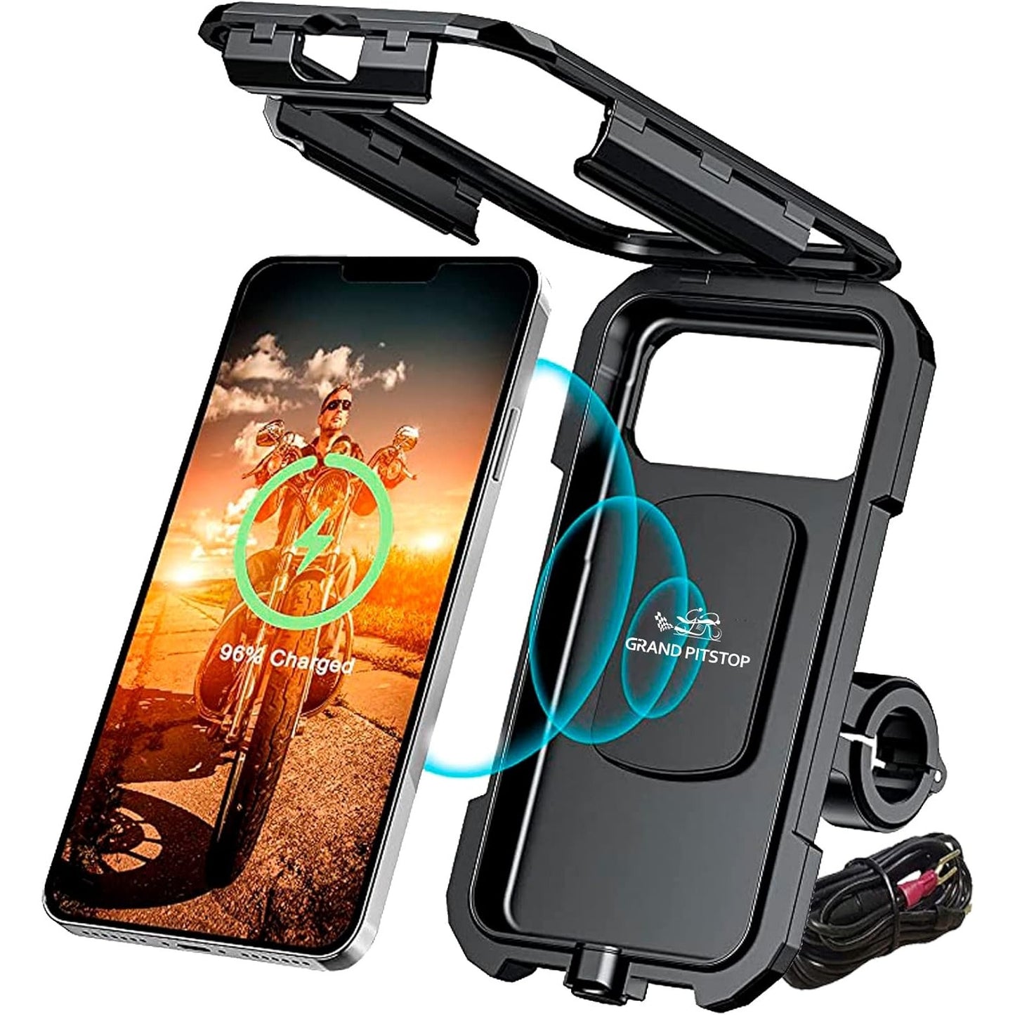 PITSTOP Anti-Theft Waterproof Motorcycle Phone Holder for 5.5"-6.8" Cellphones
