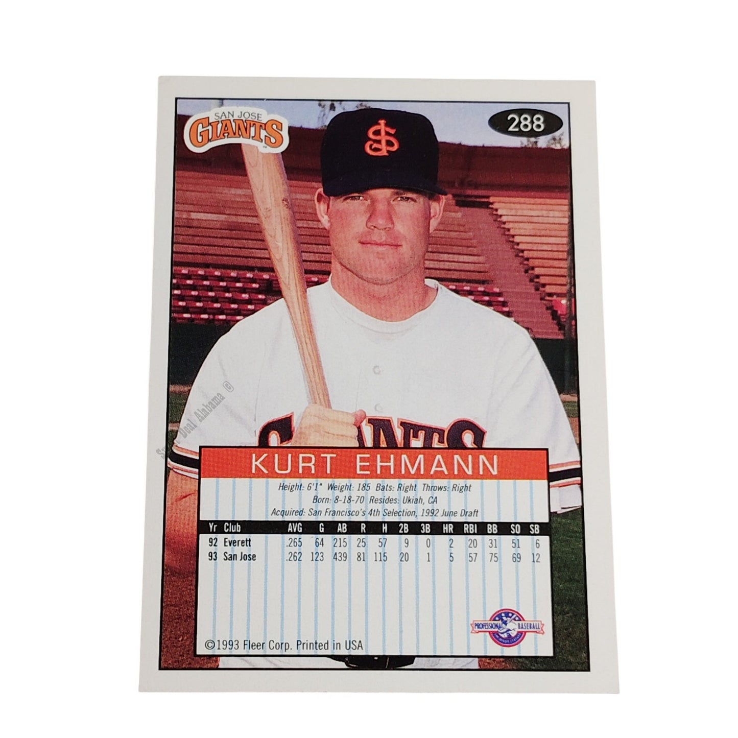 Kurt Ehmann, San Jose Giants, #288, 93-94 Fleer Excel Minor Leagues