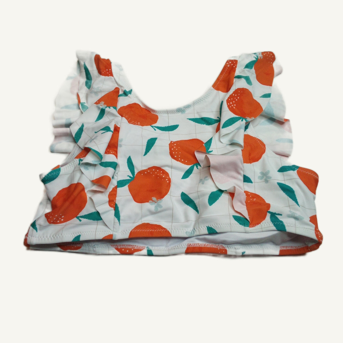 Unbranded Orange & White Ruffle Bikini Swimsuit Top - Women's Size Large NWT
