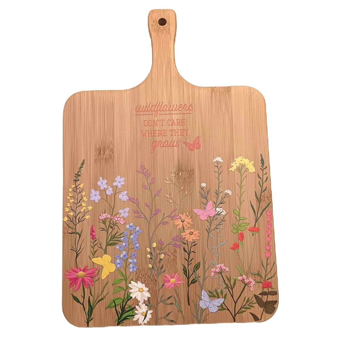 Dolly Parton Wildflowers Paddle Wood Board - 15" x 9" Bamboo Grain Decor