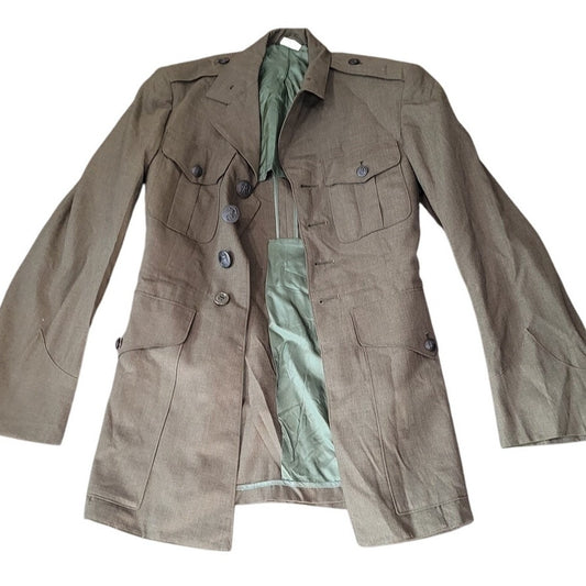 VTG 1968-1972 USMC Dress Coat – Gabardine Green, 30S, 100% Wool, No Patches, LN Pre-Owned Condition