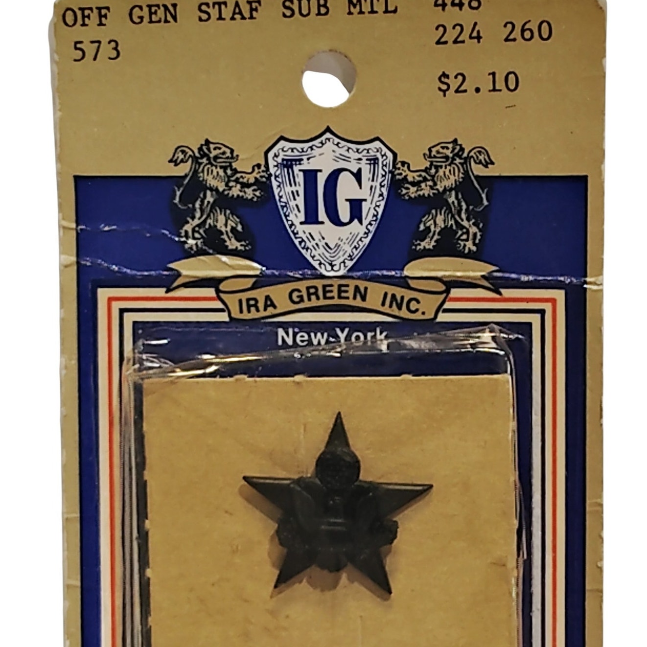 Vintage Ira Green Inc. Officer General Staff Subdued Metal Shoulder Insignias