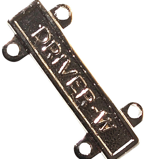 Military Qualification Bar, Driver-W, 1/2"H x 1"W, Silver Text and Background
