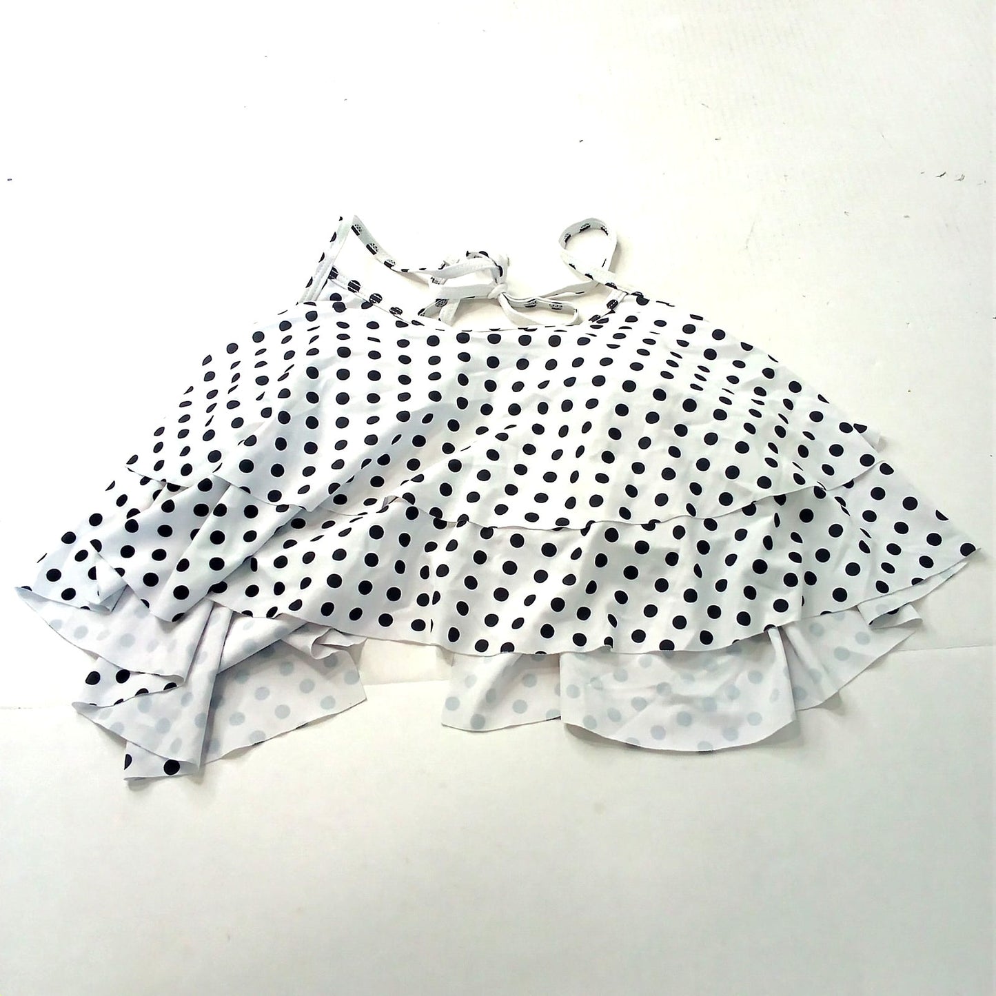 Aqua Eve Polka Dot Ruffle Tankini Top Women’s Large Swimwear