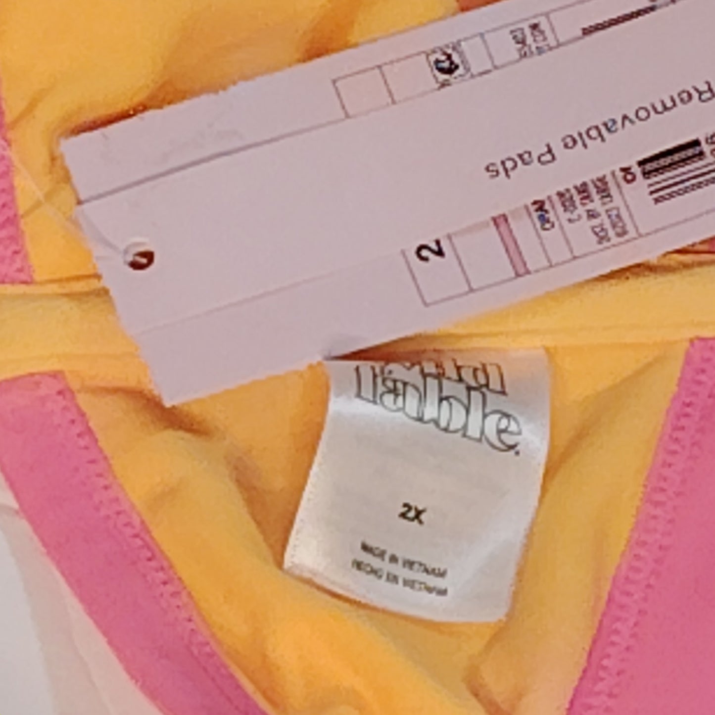 Wild Fable Women’s Colorblock Square‑Neck Bralette Bikini Top Orange 2X