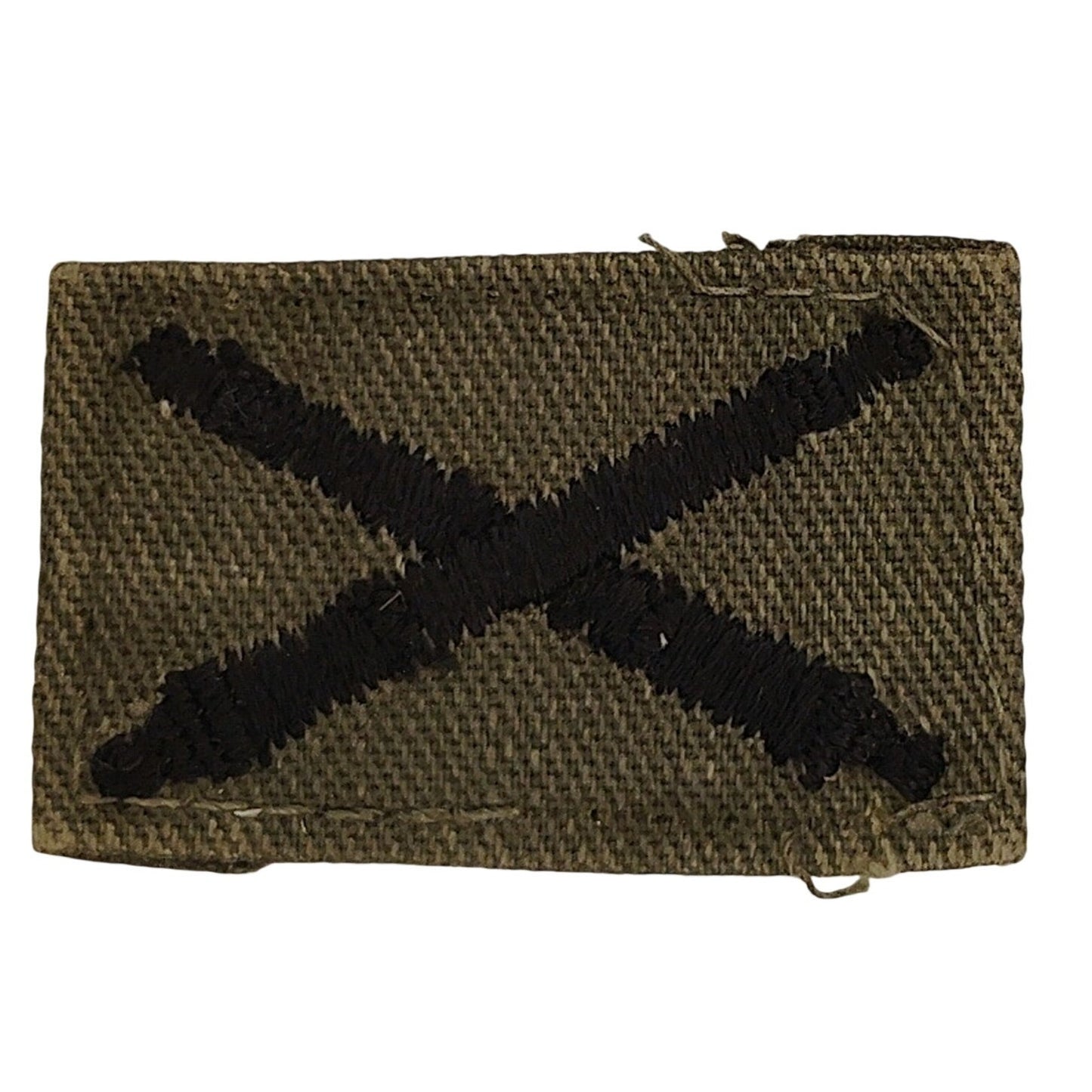 US Army Field Artillery Subdued OD Collar Device Patch 1‑1/2" × 7/8" TE Sew‑On