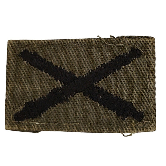 US Army Field Artillery Subdued OD Collar Device Patch 1‑1/2" × 7/8" TE Sew‑On