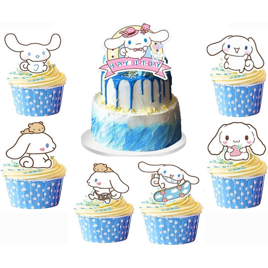 Cinnamoroll Cake & Cupcake Toppers – 25-Pk | Birthday Party Decor, Kawaii Theme