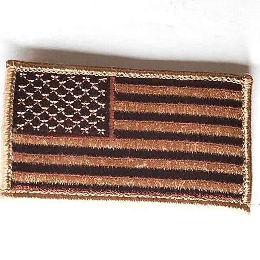 US Flag Patch Standard Orientation Subdued Coyote Brown Tactical Hook Back 3x2