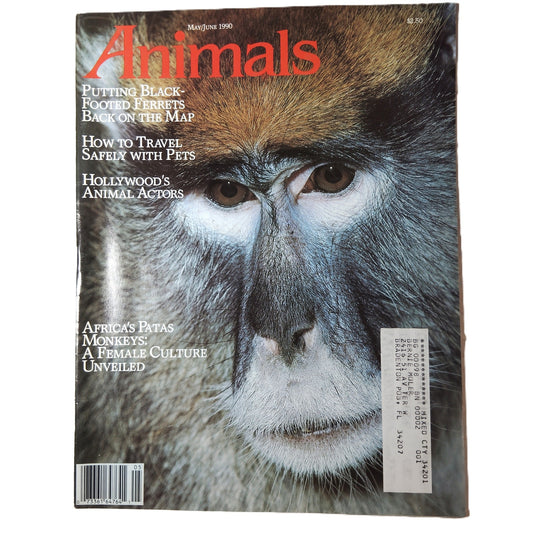 Vintage Animals Magazine May/June 1990 MSPCA Patas Monkey, Ferret's, Fossil's