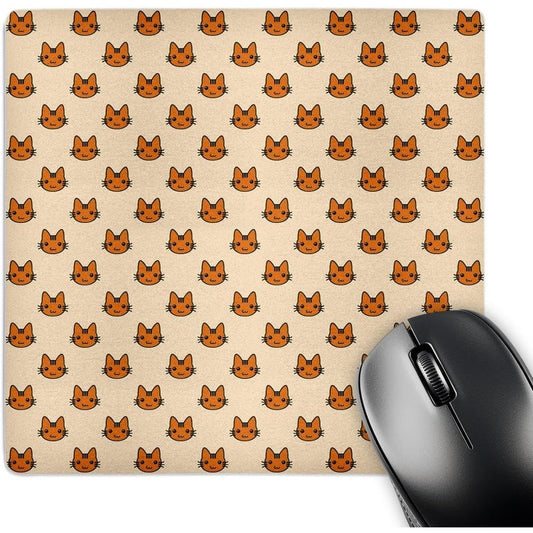 Orange Kitties Against A Light Orange Background, 8 x 8 x 0.25 Mouse Pad
