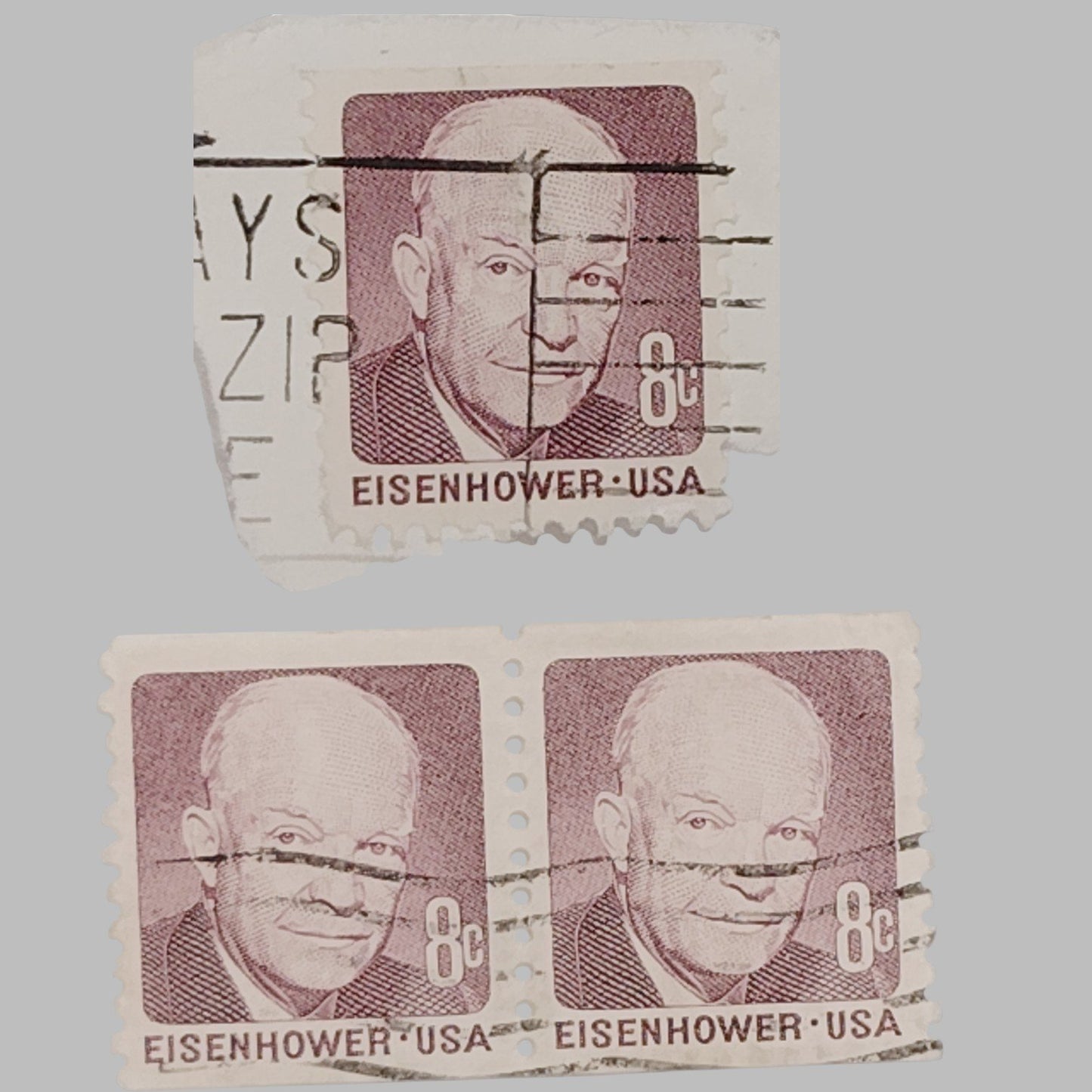 1971 Dwight D. Eisenhower – 3 Used 8¢ Prominent Americans Series – Scott #1393