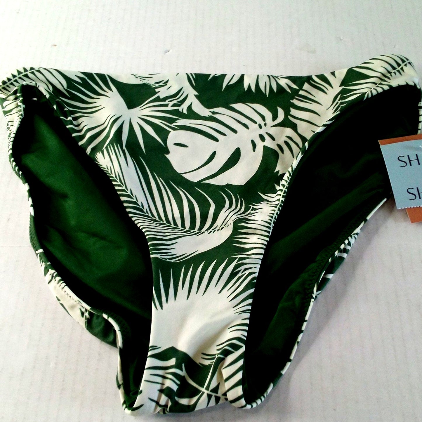 Reversible Shade & Shore MD. Reversible Palm Print High‑Leg Bikini Bottom Green