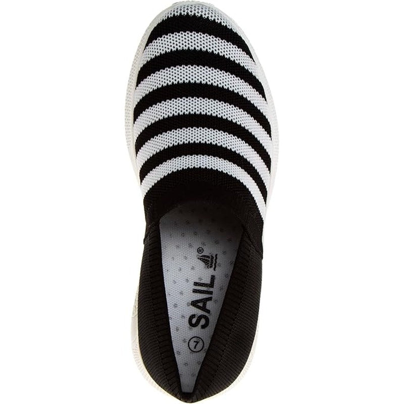 Sail Women’s Wave Slip-On Tennis Sneaker – Black, Size 9