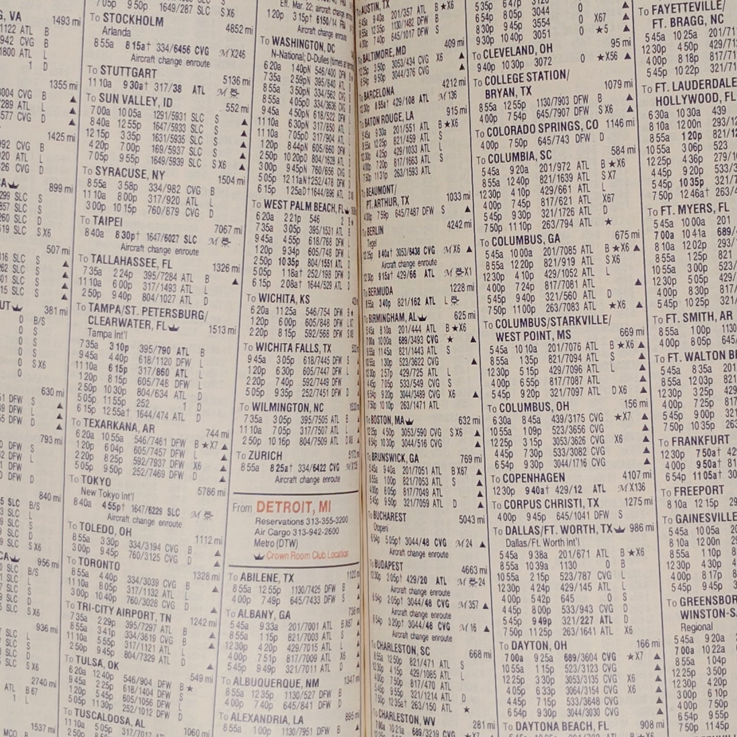 Delta Air Lines System Timetable, March 2, 1992, 504 Pgs., Far East Pagoda Cover