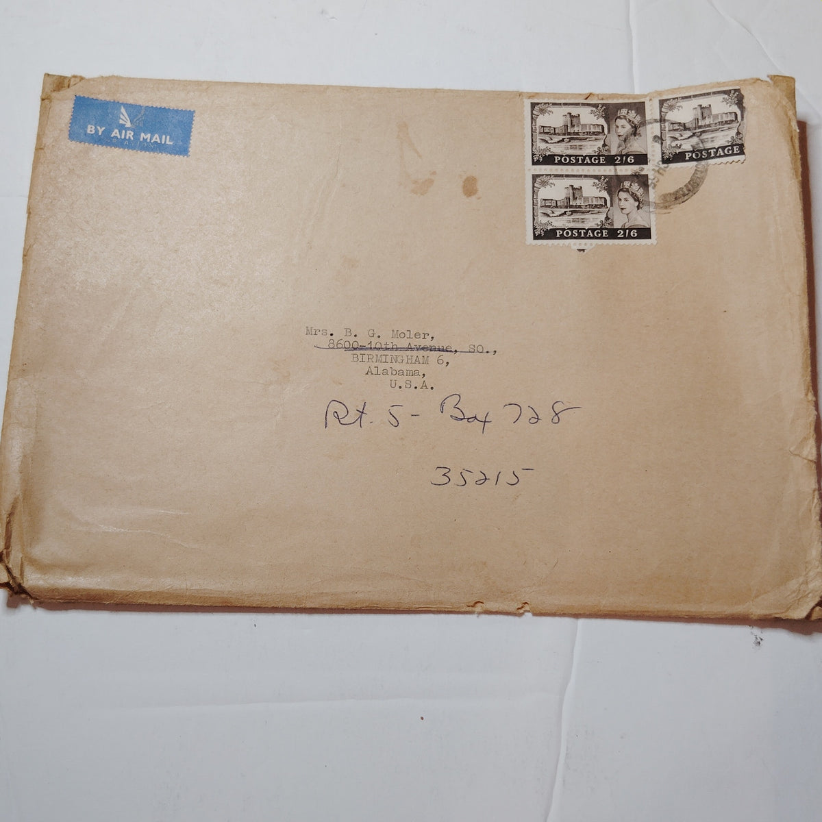 Great Britain 1955 Castles 2/6 Carrickfergus Cover USA 1965 QEII Airmail