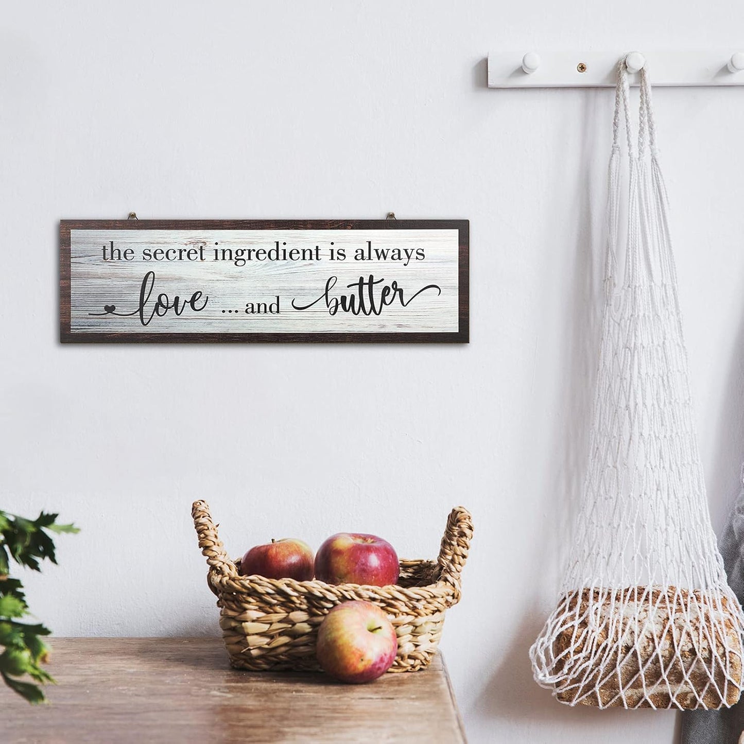 Kitchen Sign: "The Secret Ingredient Is Always Love and Butter", 15.7" x 4.7"