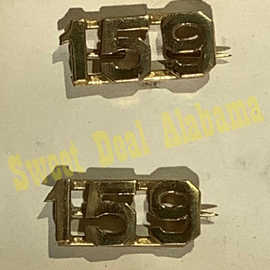 Early/Mid 1900s Brass C-Clasp "159" Collar Device 3/8"H Hat / Lapel Pins Set