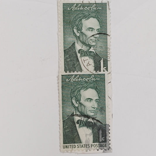 VTG 1959 Abraham Lincoln Stamps, U.S. #1113, 1¢ Lot of 2 Used, 150th Anniversary