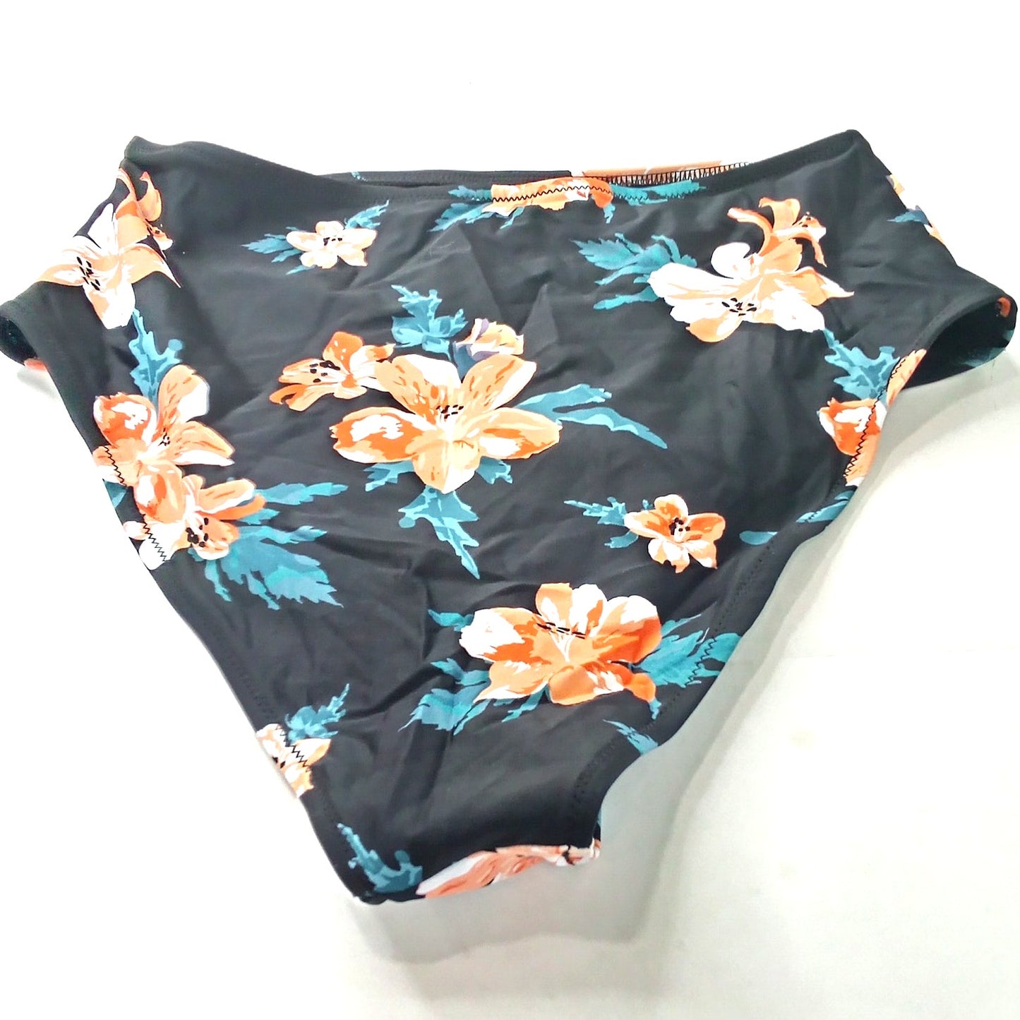 Cupshe Black Floral High Waisted Bikini Bottoms Women’s Large Swimwear
