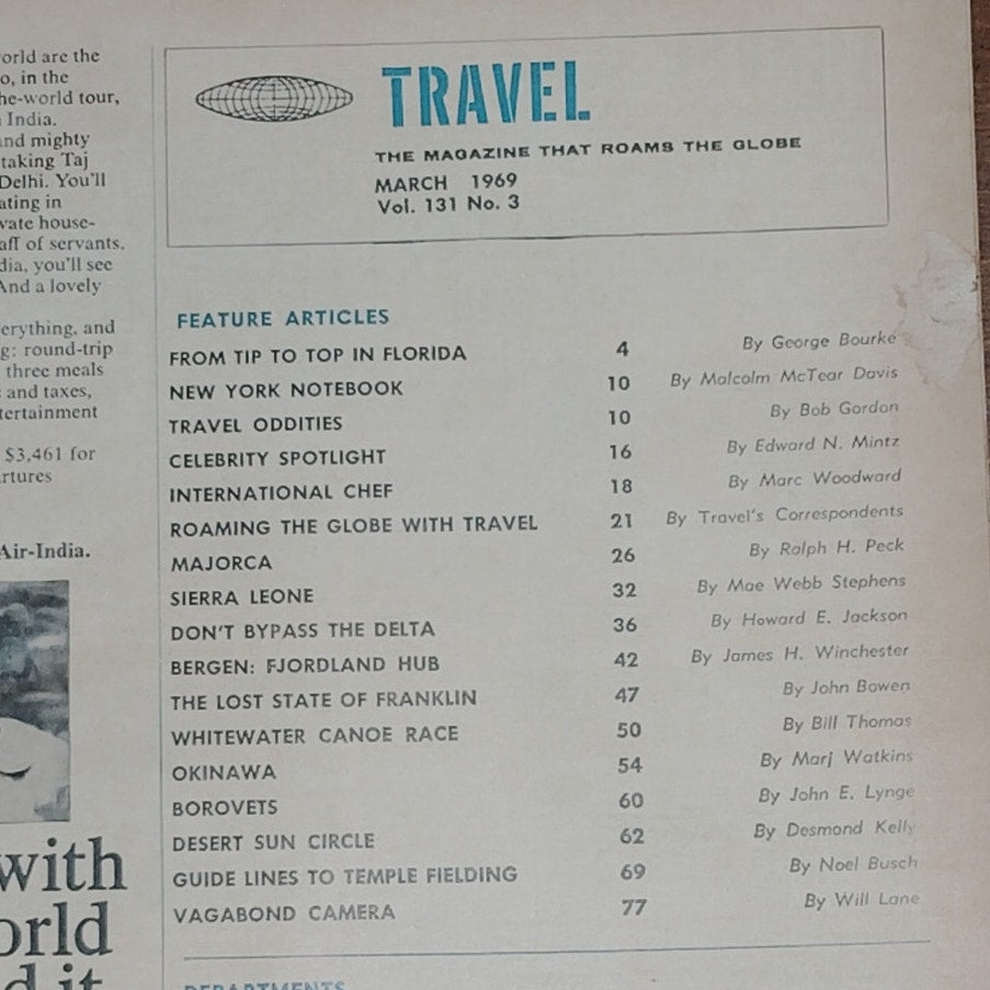 Vintage Travel Magazine - March 1969 - Majorca, Okinawa, California Issue