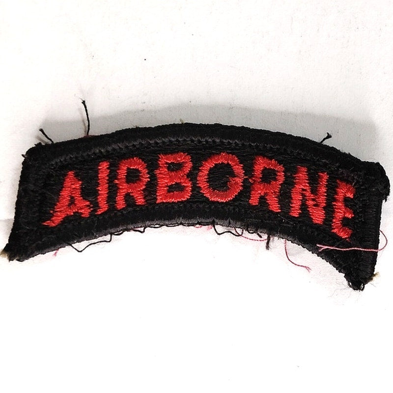 US Army Special Operations Airborne Tab Patch Red on Black 2‑1/2" × 1" Sew‑On