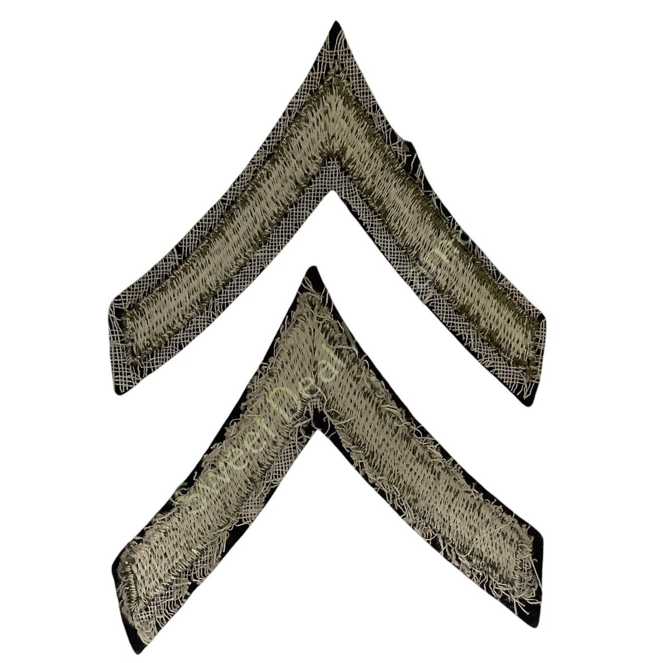 1 Set Embroidered Private 2nd Class (E-2) Sew-On Chevrons, 2.5"H x 3"W