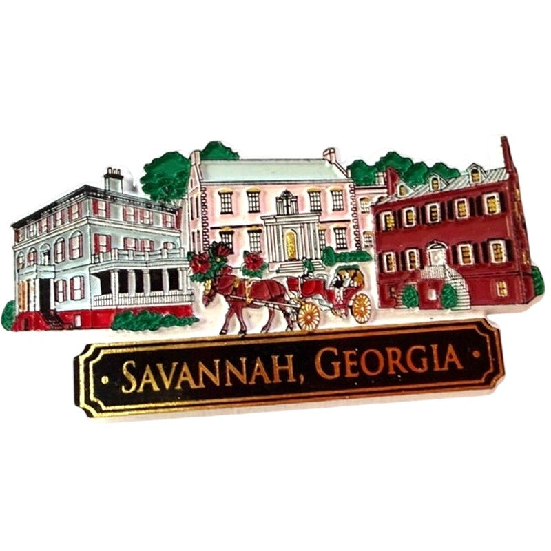 Savannah Georgia 3D Molded Rubber Magnet Historic Streetscape Carriage 3‑3/4"