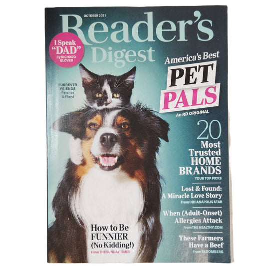 Reader's Digest October 2021 Magazine America's Best Pet Pals Back Issue