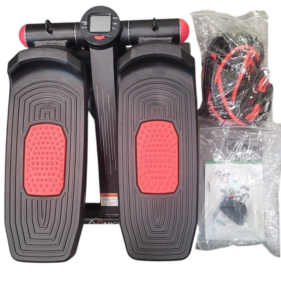 Stepper w/ Resistance Bands, Hydraulic Mini Stepper w/ LCD Monitor, Full Body Cardio Steppers