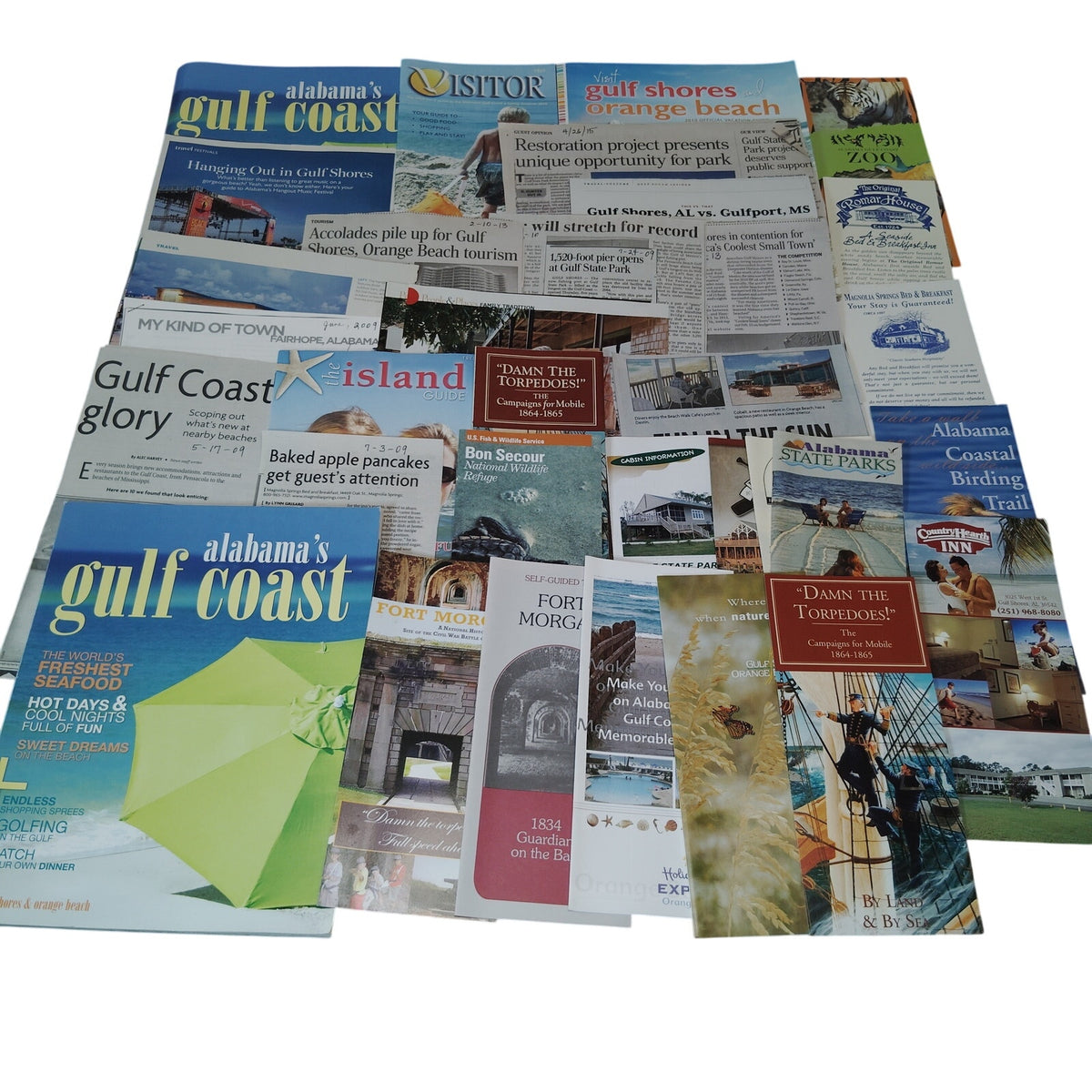 Gulf Shores, AL 2009 Travel Ephemera Lot - Brochures, Guides, Newspapers